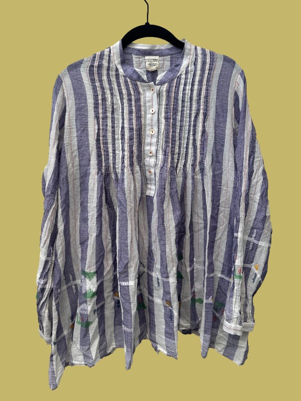 Studio Maeve Handmade Khadi Cotton Tunic Striped Boho Slow Fashion Artisan S